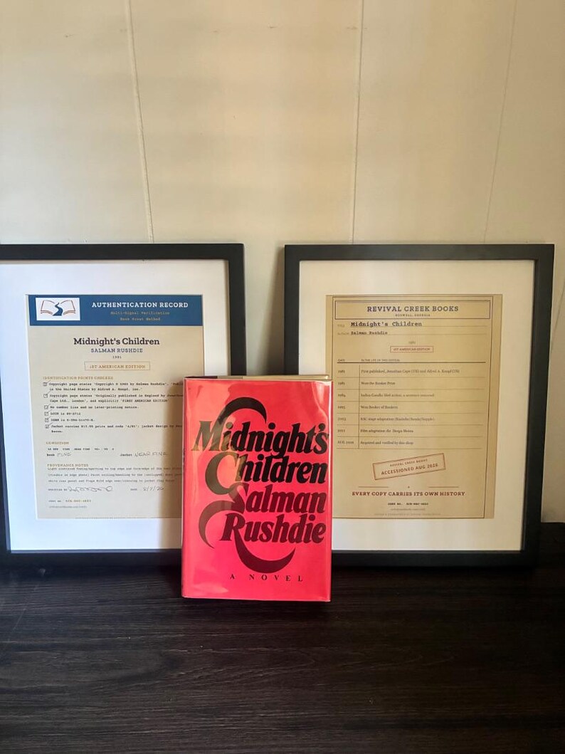 Mitternachtskinder von Salman Rushdie, 1. US-Ausgabe, 1. Druck – Mylar-Hülle mit Sammelkarten Bild 1