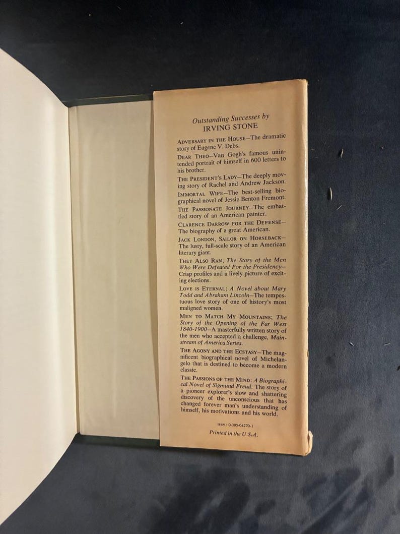 Lust For Life by Irving Stone 1934 Doubleday Edition Near Fine/Very Good image 6
