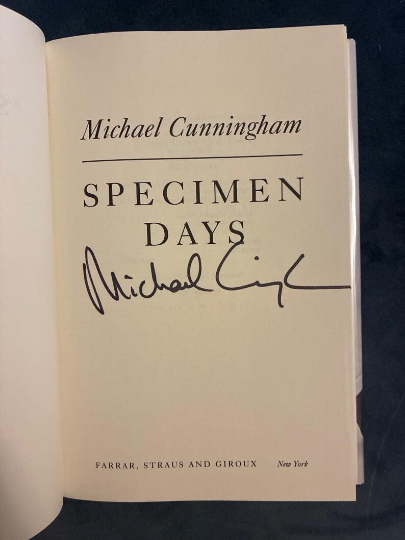 Signierte Erstausgabe (gebunden): Specimen Days von Michael Cunningham (Sehr gut/Nahezu neuwertig) Bild 3