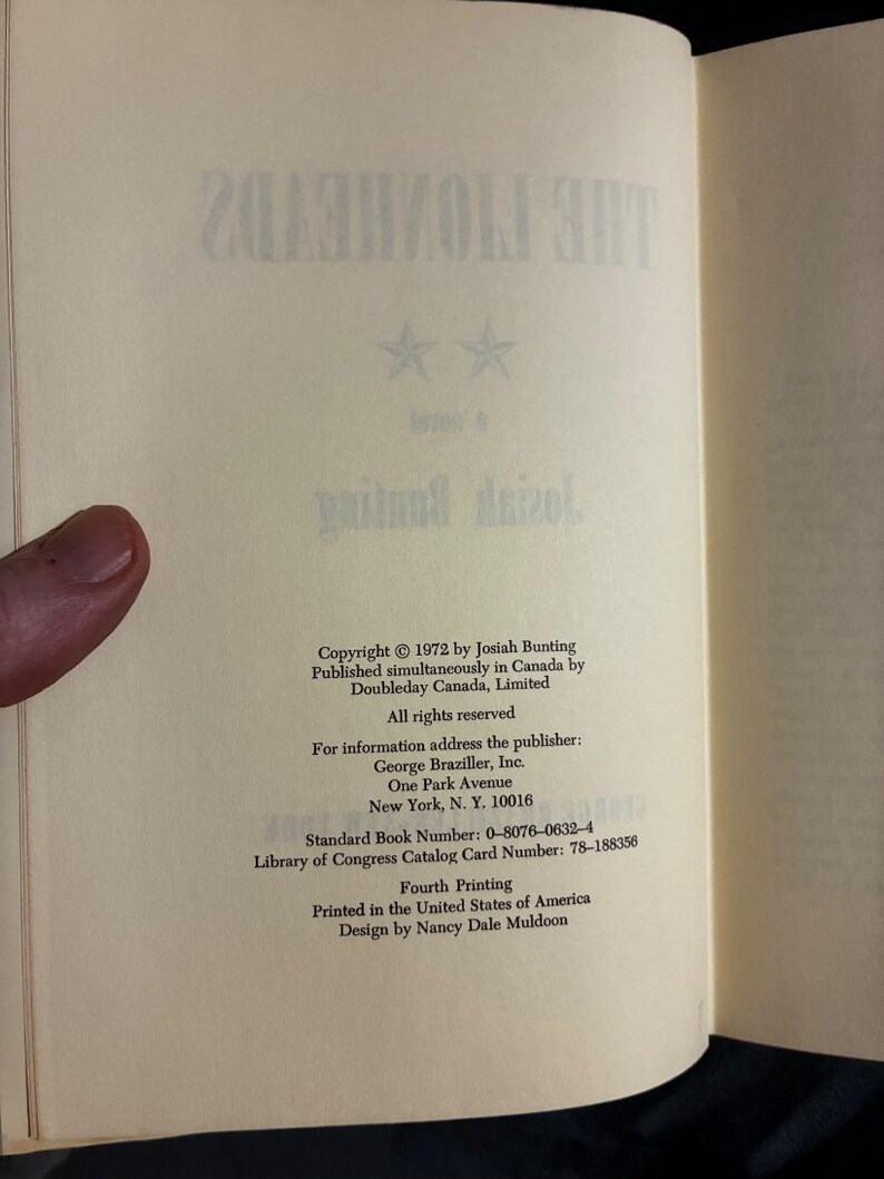 The Lionheads by Josiah Bunting 1972 First Edition 4th Printing Near Fine/Good Hardcover image 3