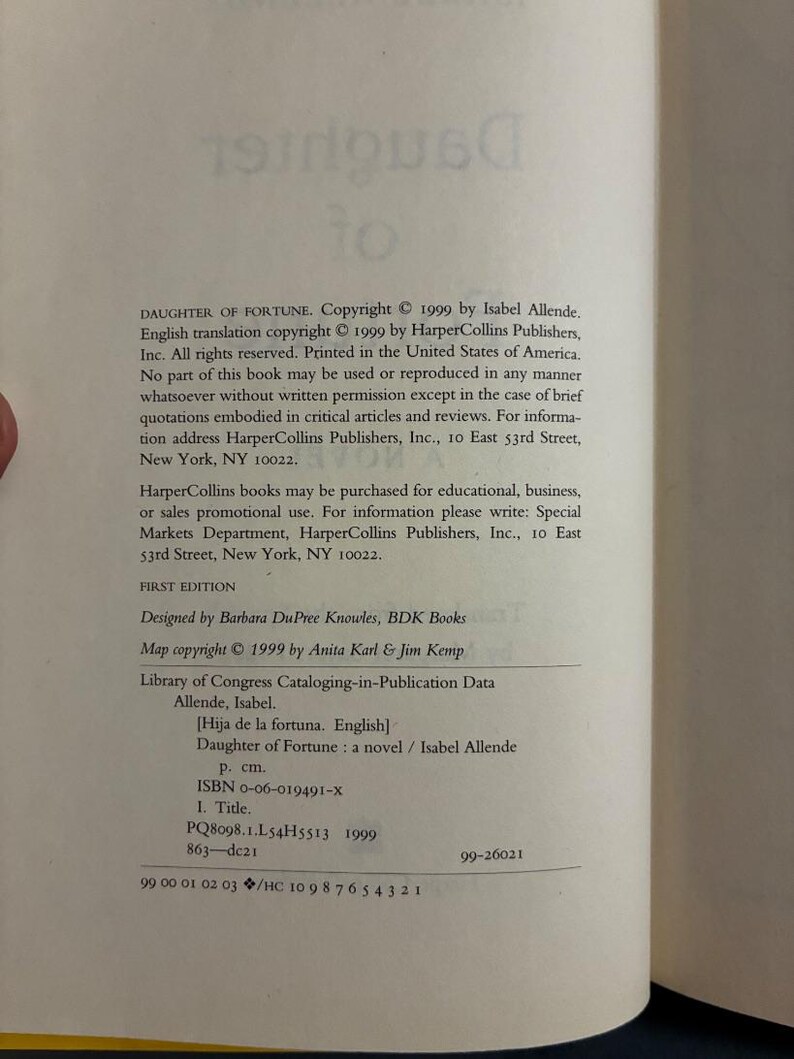 Hija de la fortuna, de Isabel Allende: Primera edición, primera impresión (Excelente estado/Casi excelente estado) imagen 6