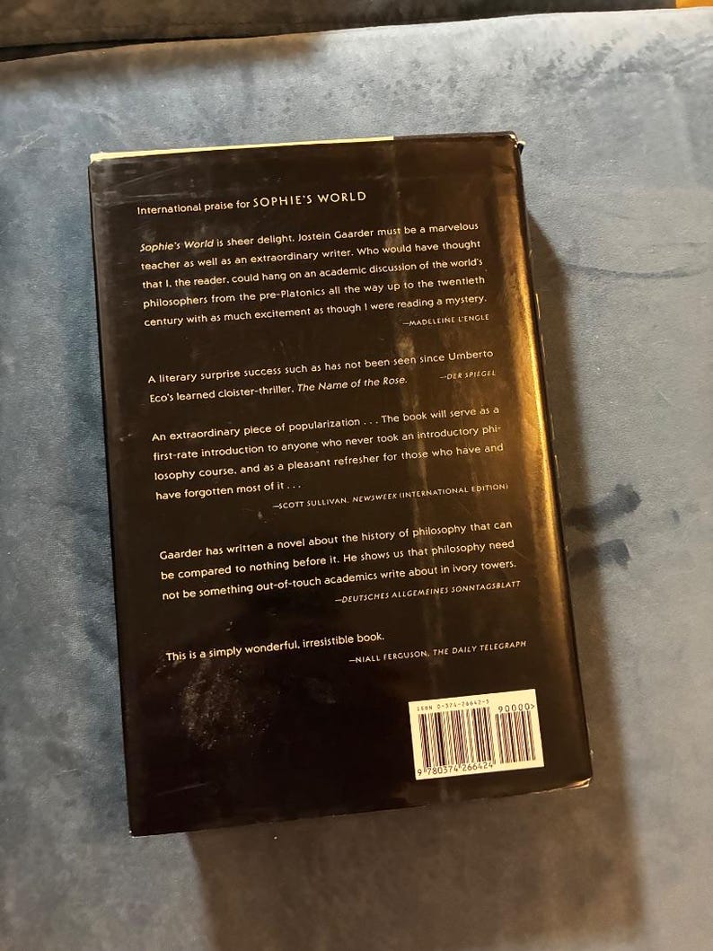 Sophie's World by Jostein Gaarder First Edition 8th Near Fine/Near Fine image 9