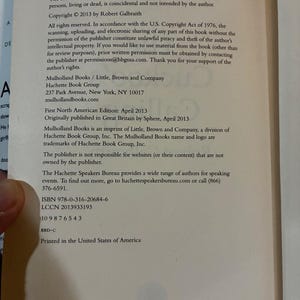 The Cuckoo's Calling by Robert Galbraith 2013 First Edition Third Printing Fine/Fine Hardcover image 3