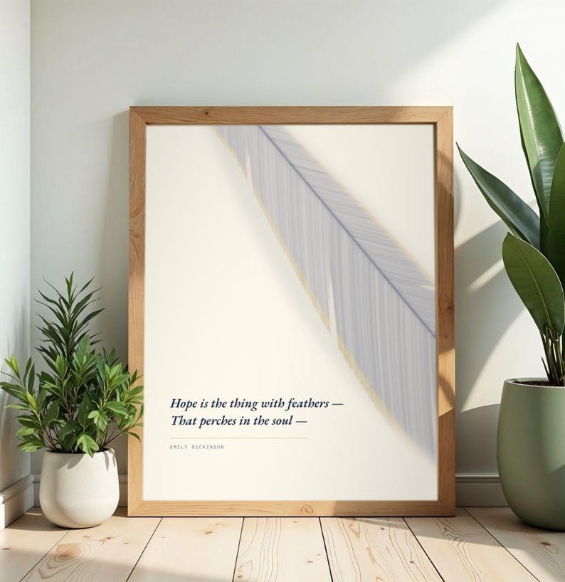 Hope Is the Thing With Feathers - Emily Dickinson Poster, Literary Wall Art image 3