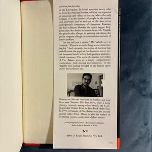 Un equilibrio delicado de Rohinton Mistry, 1996, primera edición, primera impresión, casi perfecto/casi perfecto imagen 5