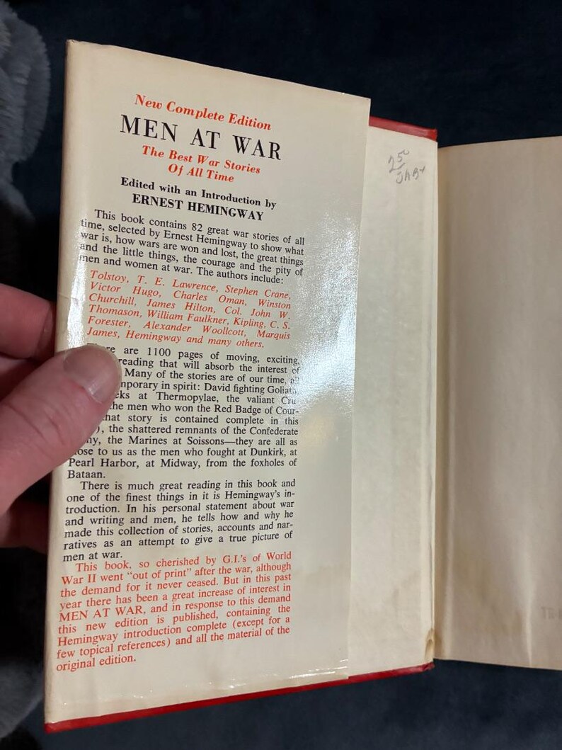 Men at War: The Best War Stories of All Time by Ernest Hemingway (editor) 1942 Edition Very Good/Good image 2