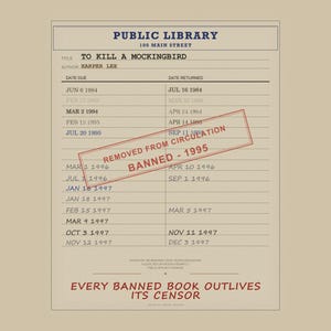 To Kill a Mockingbird Banned Book Digital Poster | Harper Lee Library Card Print | English Teacher Gift image 5