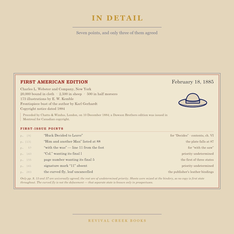 Adventures of Huckleberry Finn - Mark Twain First Edition Census Poster, Book Lover Gift image 7