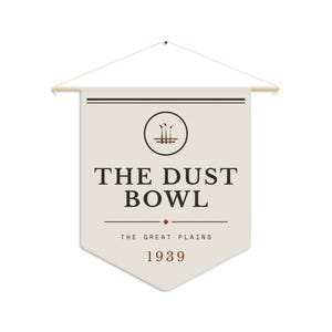 Dust Bowl Literary Pennant | Plains History Print | Vintage Americana Wall Art image 3