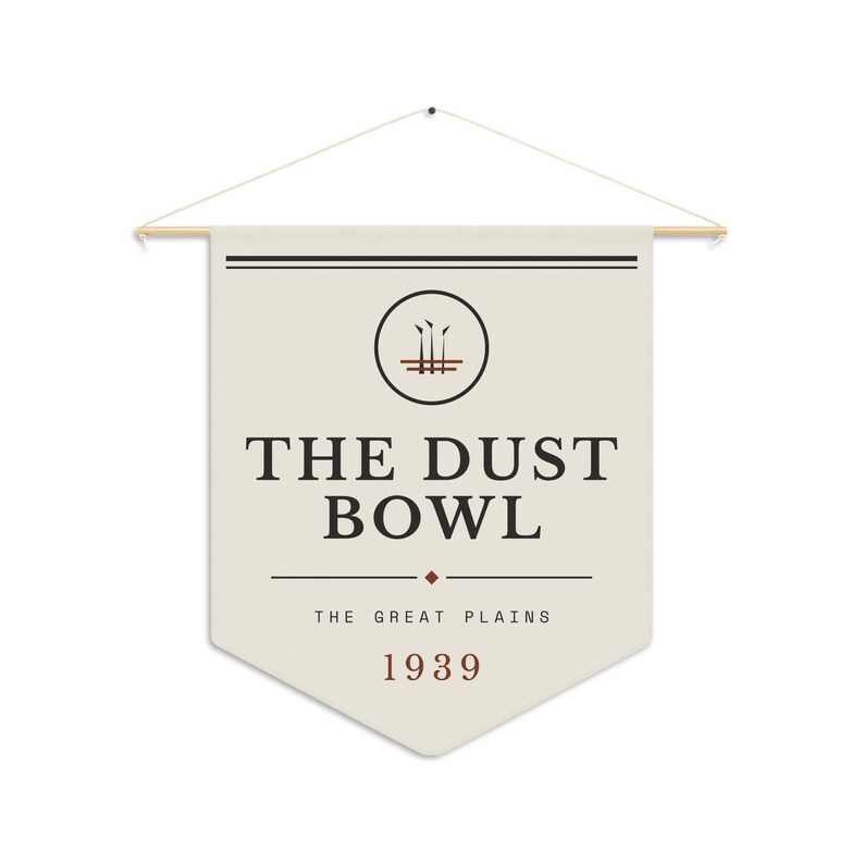 Dust Bowl Literary Pennant | Plains History Print | Vintage Americana Wall Art image 3