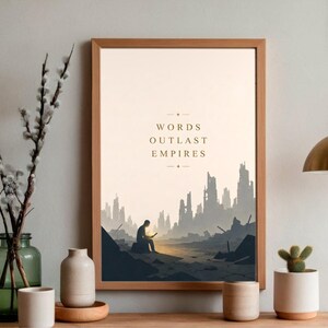Words Outlast Empires - Dystopian Literary Wall Art, Book Lover Gift afbeelding 2