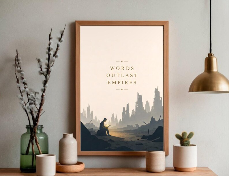 Words Outlast Empires - Dystopian Literary Wall Art, Book Lover Gift afbeelding 2