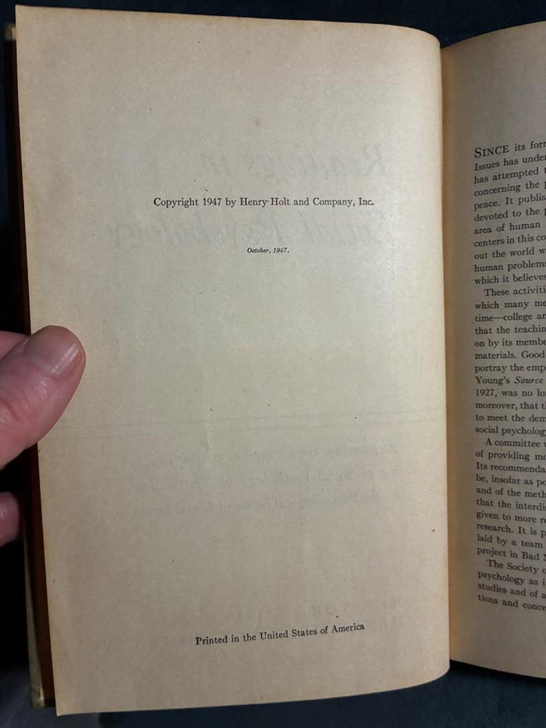 Lesungen zur Sozialpsychologie von Newcomb und Hartley, erste Auflage 1947 Bild 4