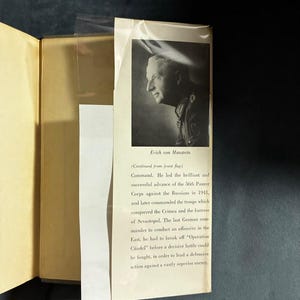 Lost Victories by Field-Marshal Erich von Manstein First Edition First Printing Near Fine/Very Good Hardcover image 3