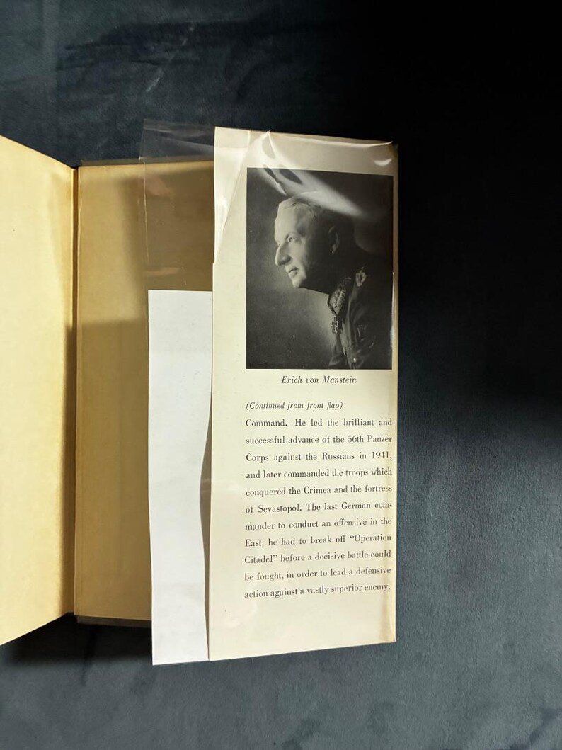 Lost Victories by Field-Marshal Erich von Manstein First Edition First Printing Near Fine/Very Good Hardcover image 3