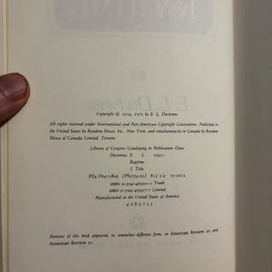 Ragtime av E.L. Doctorow Första upplagan Nästan fin/VG+ Inbunden bild 3