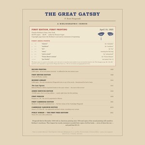The Gatsby Bibliographic Census Print – F. Scott Fitzgerald First Edition (Digital Download) Bild 5