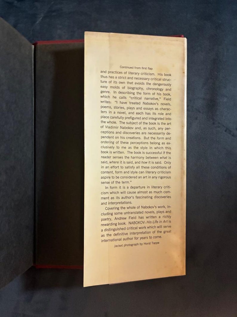 Nabokov: His Life in Art by Andrew Field First Edition First Printing Near Fine/Very Good Hardcover image 8