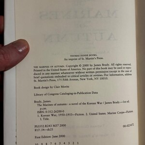 Los Marines de Otoño de James Brady 2000 Primera edición Primera impresión Casi perfecto/Casi perfecto imagen 5