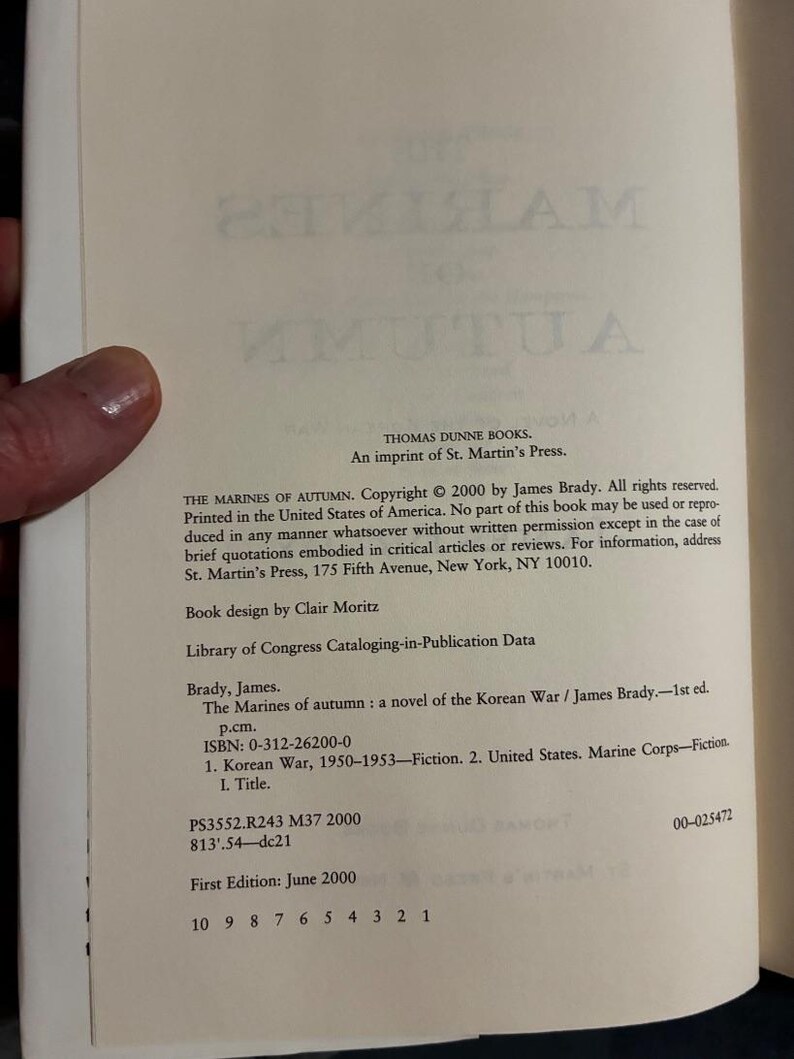 Los Marines de Otoño de James Brady 2000 Primera edición Primera impresión Casi perfecto/Casi perfecto imagen 5