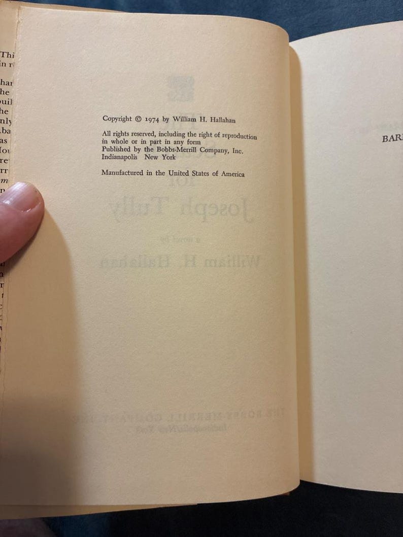 De zoektocht naar Joseph Tully door William H. Hallahan, boekenclubeditie, zeer goed/zeer goed, hardcover. afbeelding 5