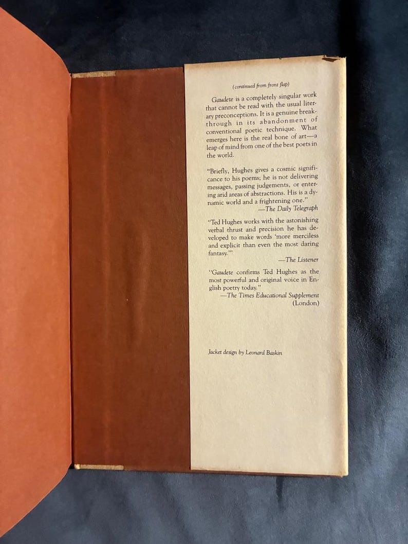 Gaudete de Ted Hughes, 1977. Primera edición, primera impresión. Casi perfecto/Muy bueno. imagen 5