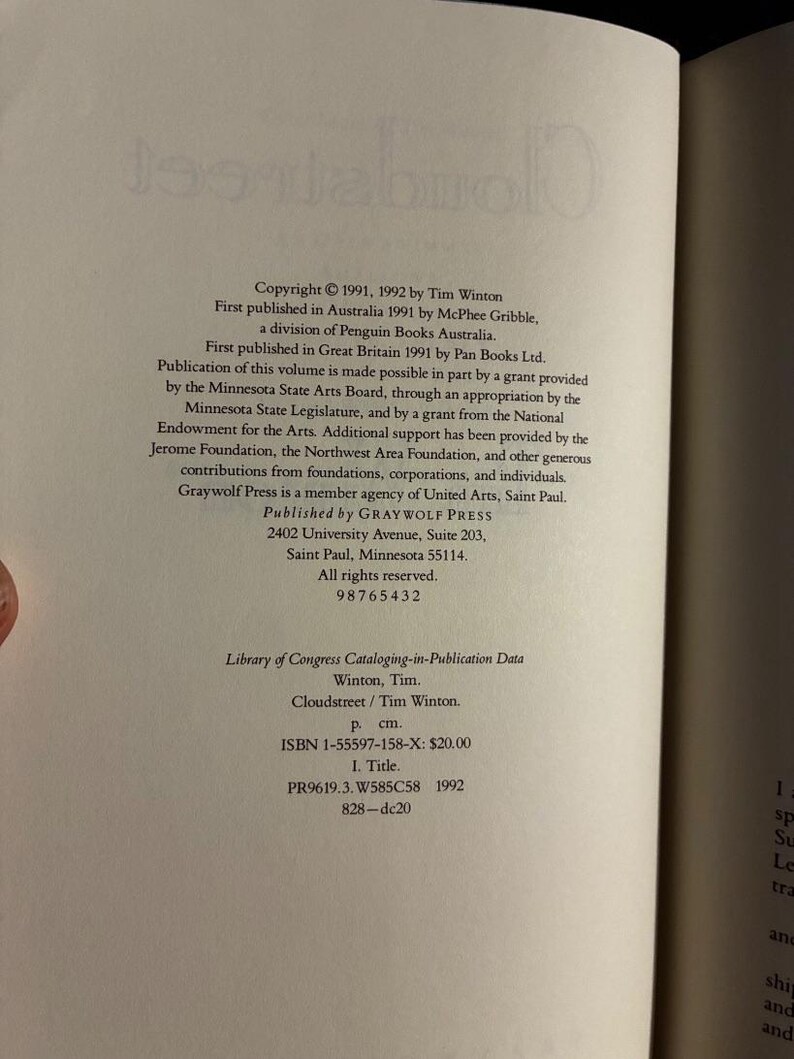 Cloudstreet von Tim Winton, Erstausgabe 1992, sehr guter Zustand Bild 3