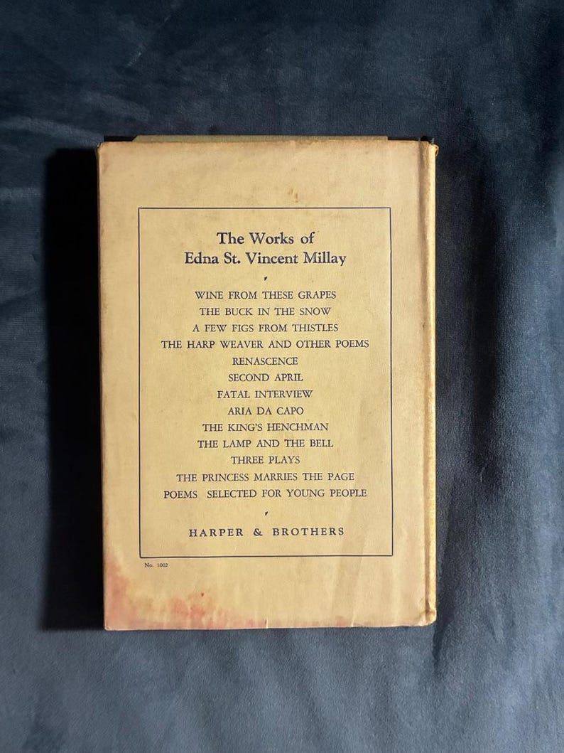 Vino de estas uvas por Edna St. Vincent Millay 1934 Primera edición Muy buen estado/Muy buen estado imagen 5