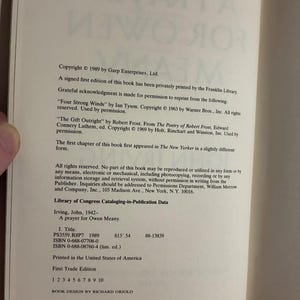 A Prayer for Owen Meany by John Irving 1989 First Edition First Printing Near Fine/Near Fine image 3