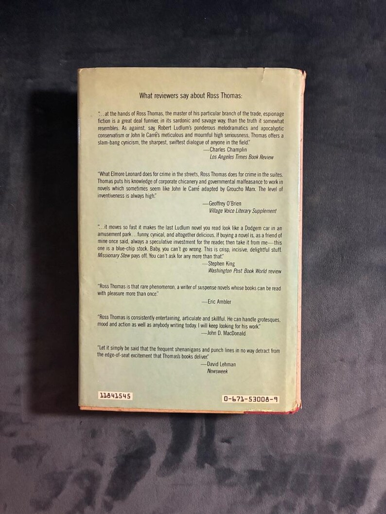 Briarpatch de Ross Thomas, 1984, première édition, premier tirage, état proche du neuf/bon. image 4