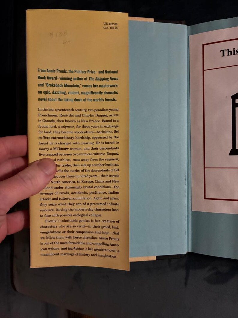 Barkskins de Annie Proulx, 2016, primera edición, primera impresión, VG+/Casi perfecto, tapa dura. imagen 2