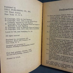 Abraham Lincoln: The Prairie Years and The War Years by Carl Sandburg 1960 Dell Publishing image 4