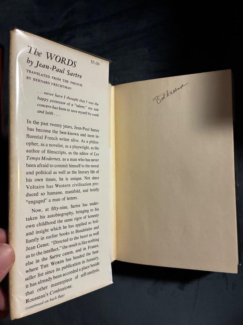 The Words by Jean-Paul Sartre First Edition First Printing Very Good/Good Hardcover image 3