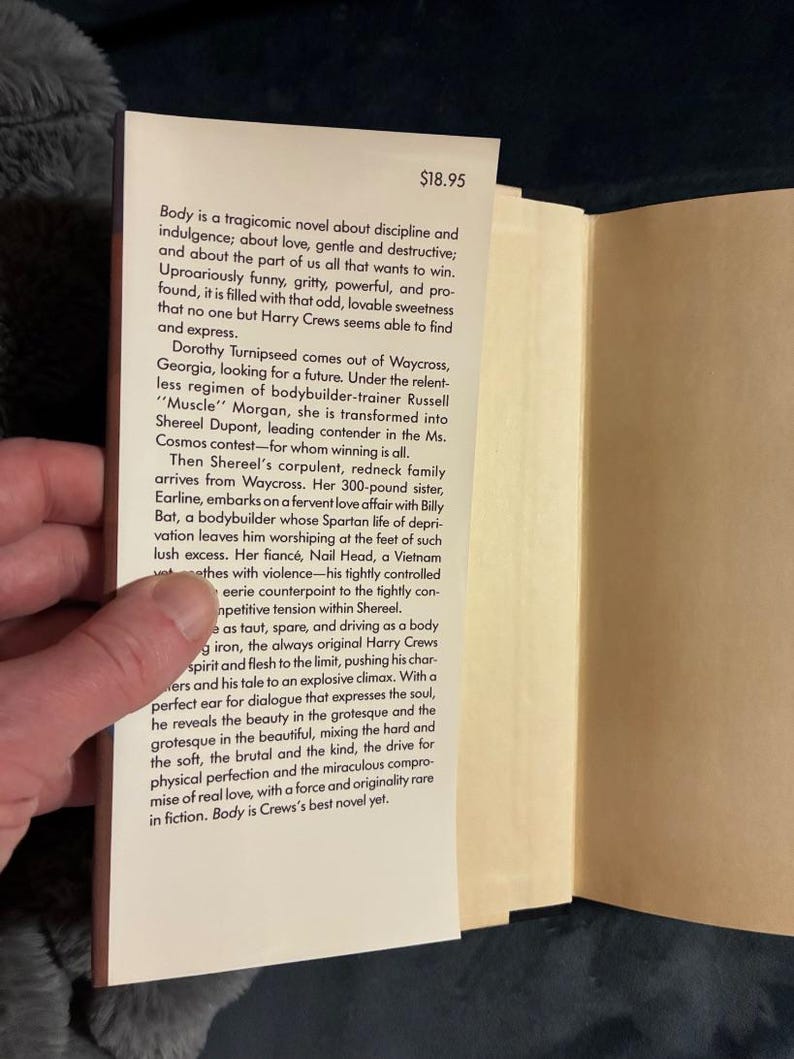 Body by Harry Crews 1990 First Edition First Printing Near Fine/Near Fine image 2