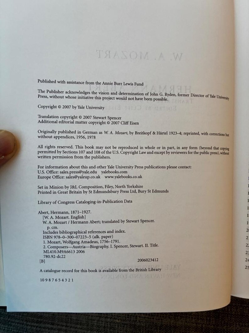 W. A. Mozart by Hermann Abert 2007 First Edition First Printing Fine/VG+ Hardcover image 3