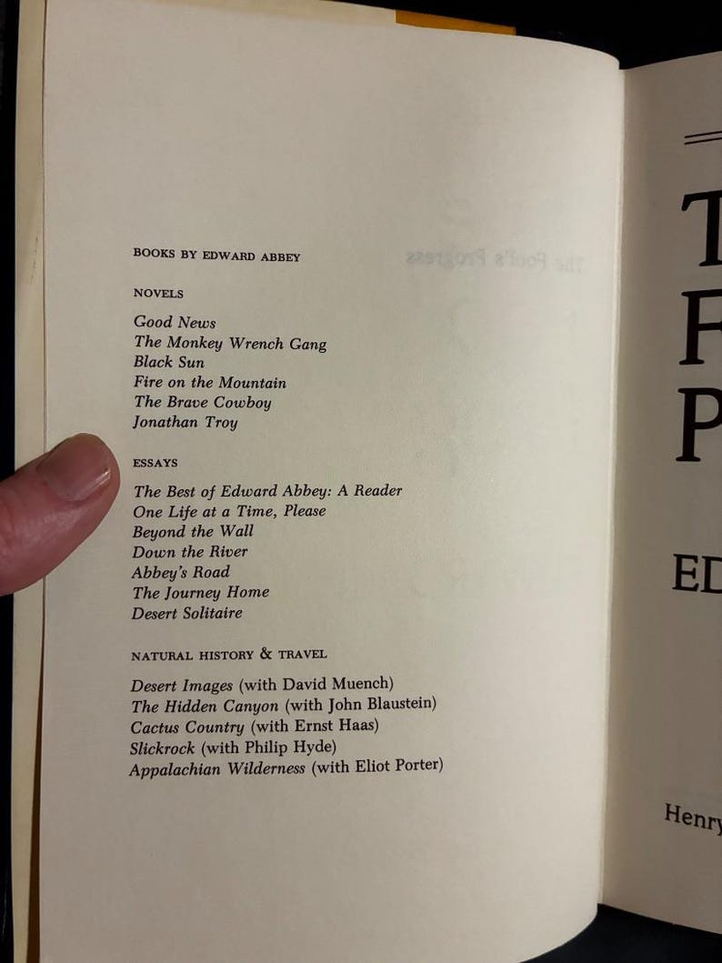The Fool's Progress di Edward Abbey 1988 Prima edizione Prima stampa Quasi perfetto/Quasi perfetto immagine 3