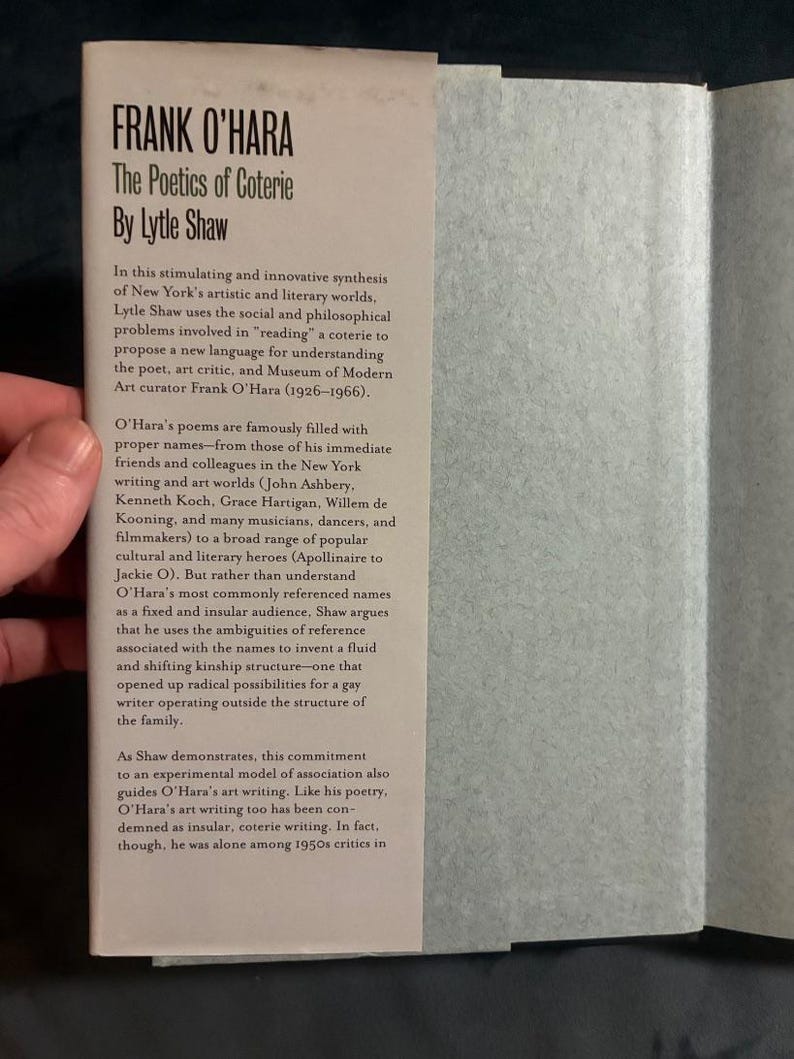 Frank O'Hara: The Poetics of Coterie by Lytle Shaw (First Edition, First Printing) image 9