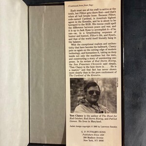 Der Kardinal des Kremls von Tom Clancy, 1988, Erstausgabe, erster Druck, sehr gut bis sehr gut+ Bild 5