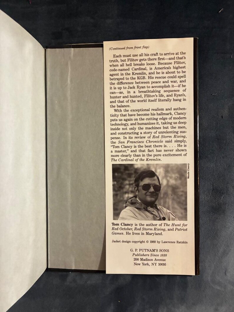 Der Kardinal des Kremls von Tom Clancy, 1988, Erstausgabe, erster Druck, sehr gut bis sehr gut+ Bild 5