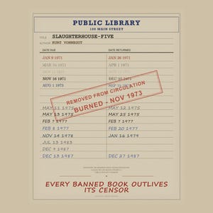 Slaughterhouse-Five Banned Book Poster | Kurt Vonnegut Library Card Print | Anti War Literature Art imagem 5