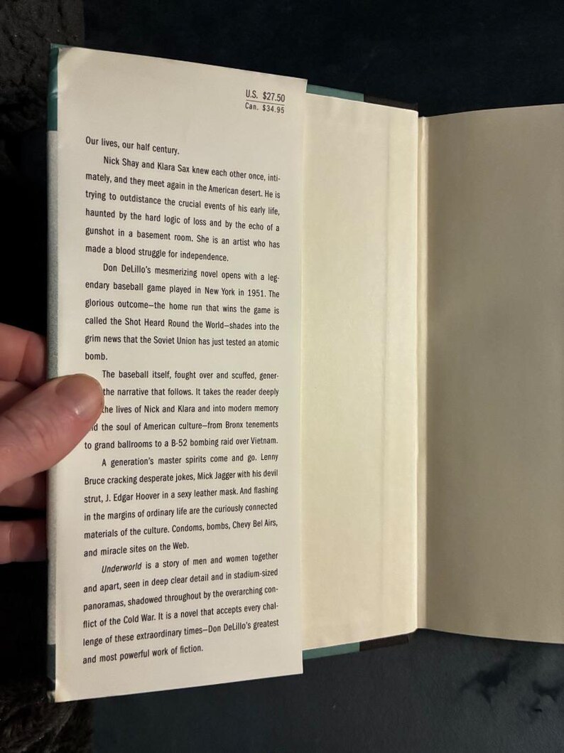 Underworld de Don DeLillo, 1997, primera edición, primera impresión, tapa dura, en excelente estado. imagen 2