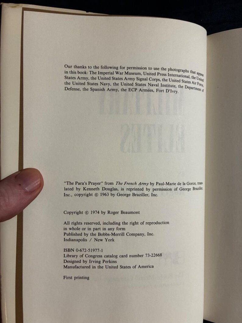 Élites militares por Roger A. Beaumont 1974 Primera edición Primera impresión Casi perfecto/Muy bueno imagen 3