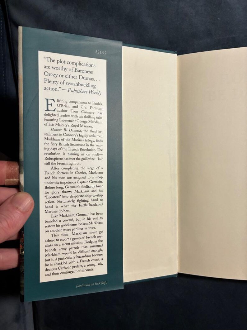 Honour Be Damned by Tom Connery 2000 First Edition First Printing Near Fine/Near Fine image 2