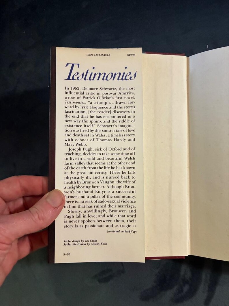 Testimonies by Patrick O'Brian 1993 First Edition First Printing Fine/Fine Hardcover image 4