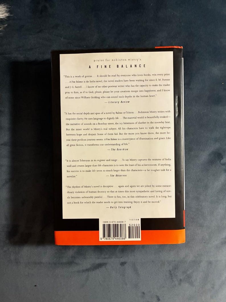 Un equilibrio delicado de Rohinton Mistry, 1996, primera edición, primera impresión, casi perfecto/casi perfecto imagen 6