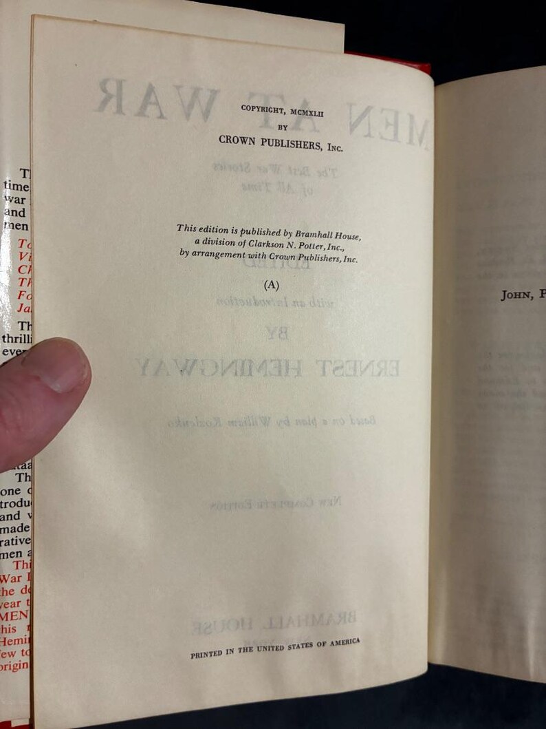 Men at War: The Best War Stories of All Time by Ernest Hemingway (editor) 1942 Edition Very Good/Good image 5
