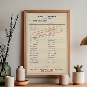 Uncle Tom's Cabin Library Card Print | Banned Book History (Digital Download) image 4