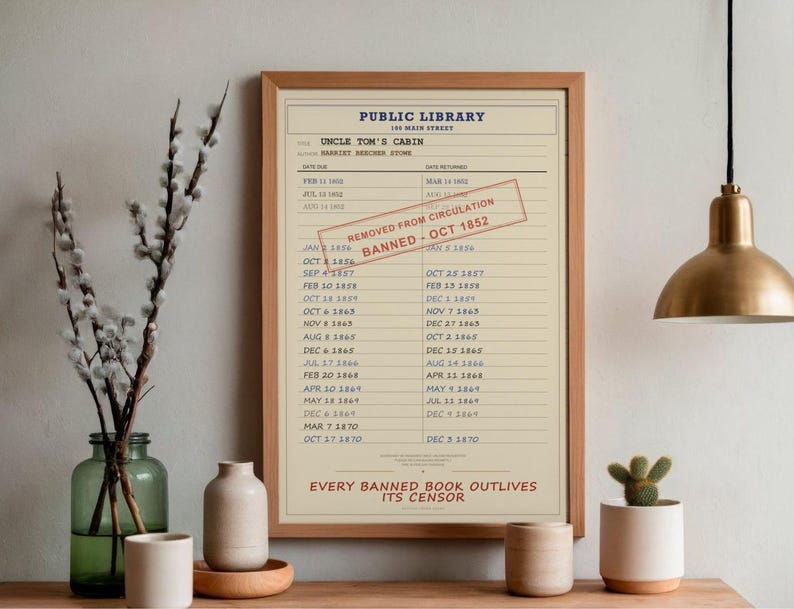 Uncle Tom's Cabin Library Card Print | Banned Book History (Digital Download) image 4