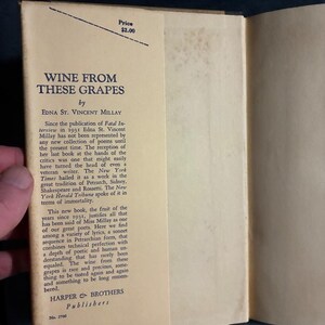 Vino de estas uvas por Edna St. Vincent Millay 1934 Primera edición Muy buen estado/Muy buen estado imagen 2