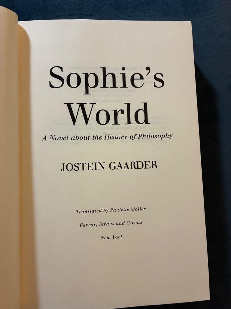 Sophie's World by Jostein Gaarder First Edition 8th Near Fine/Near Fine image 5